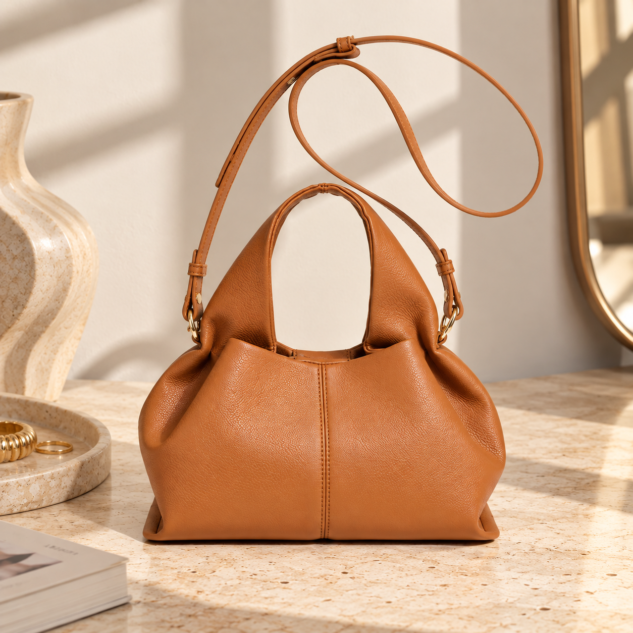 Sylvie Luxe Handbag & Sling - Tan