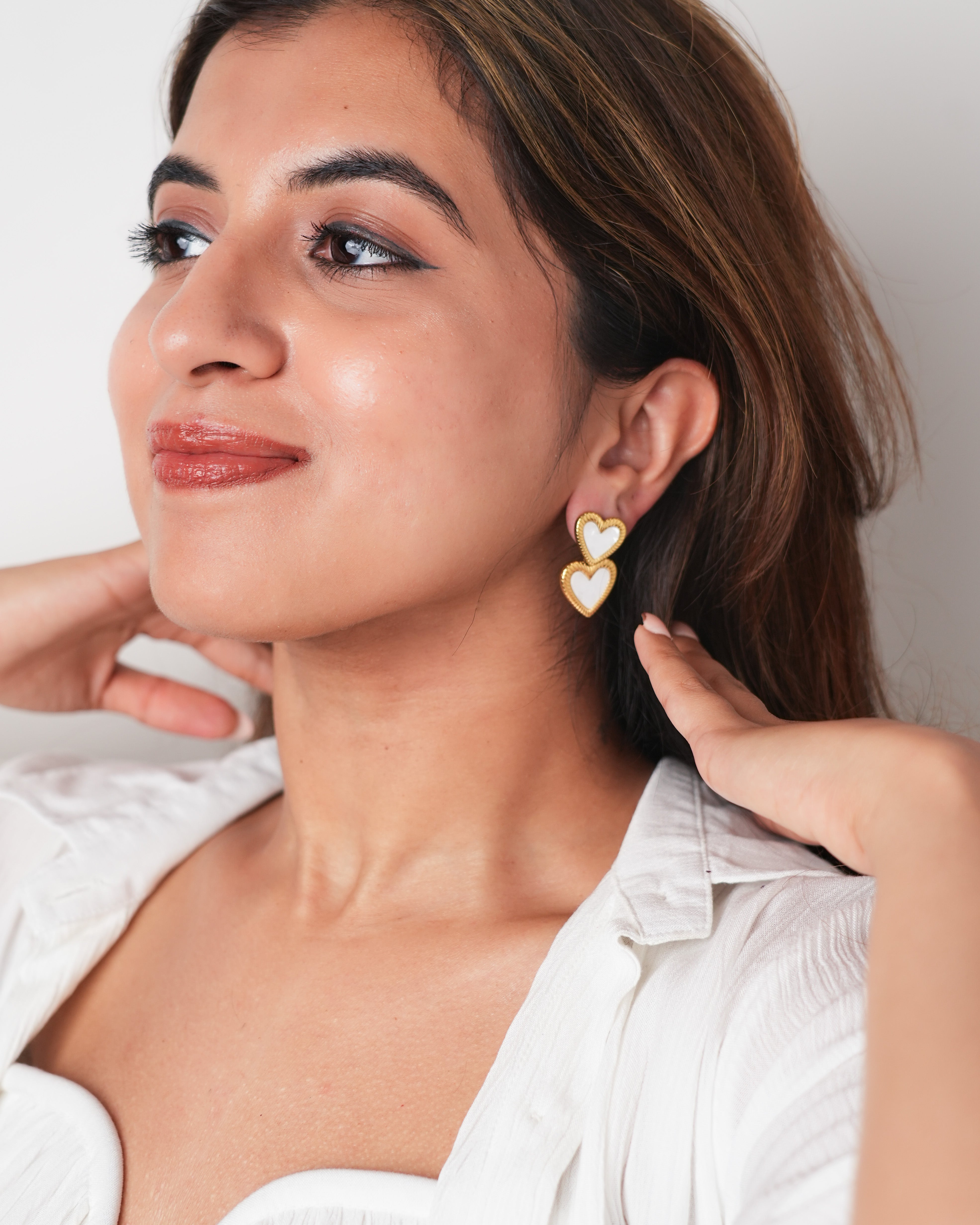 Margharita Heart Necklace + Peaches Statement Earrings