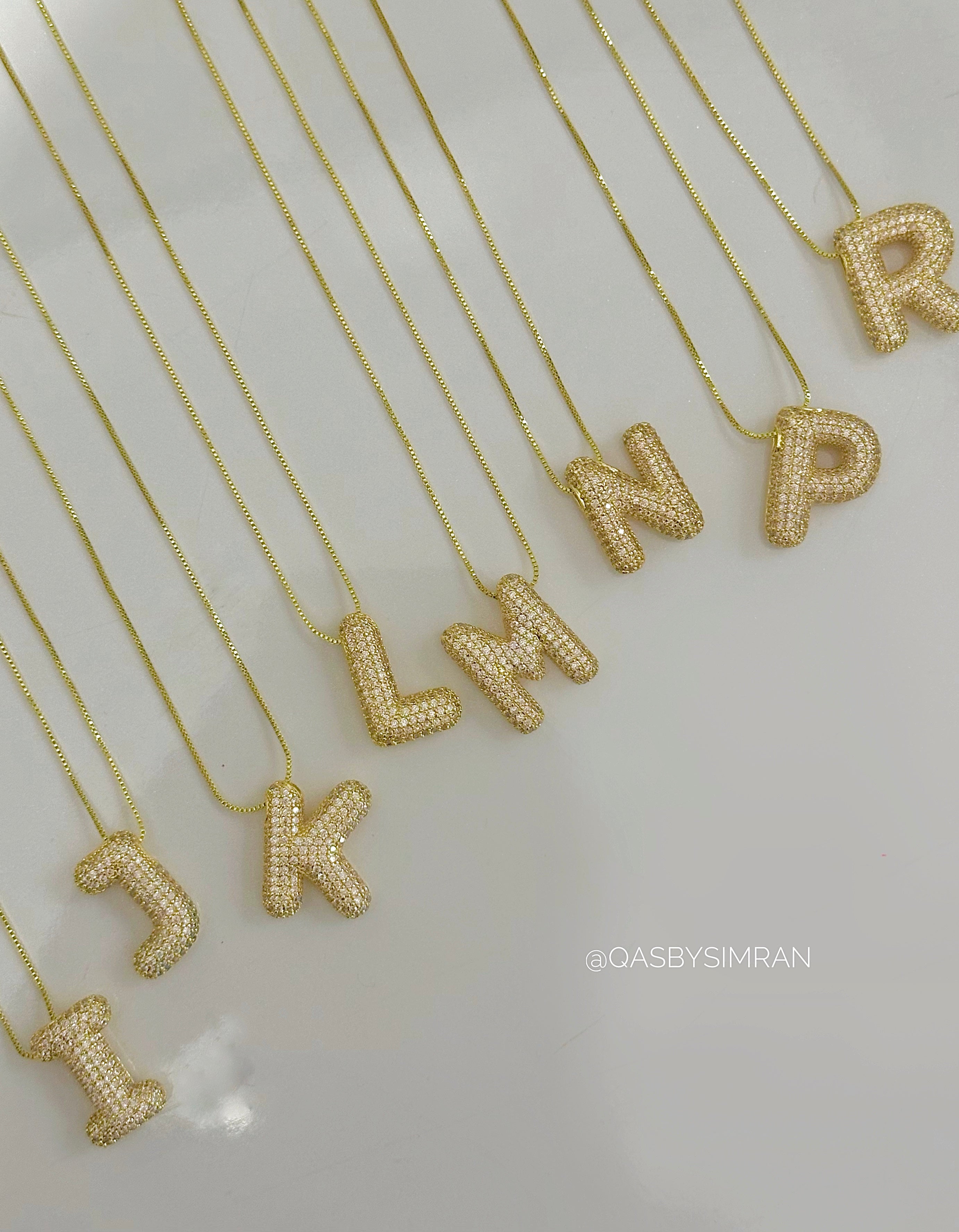 Studded Initials Statement Necklace
