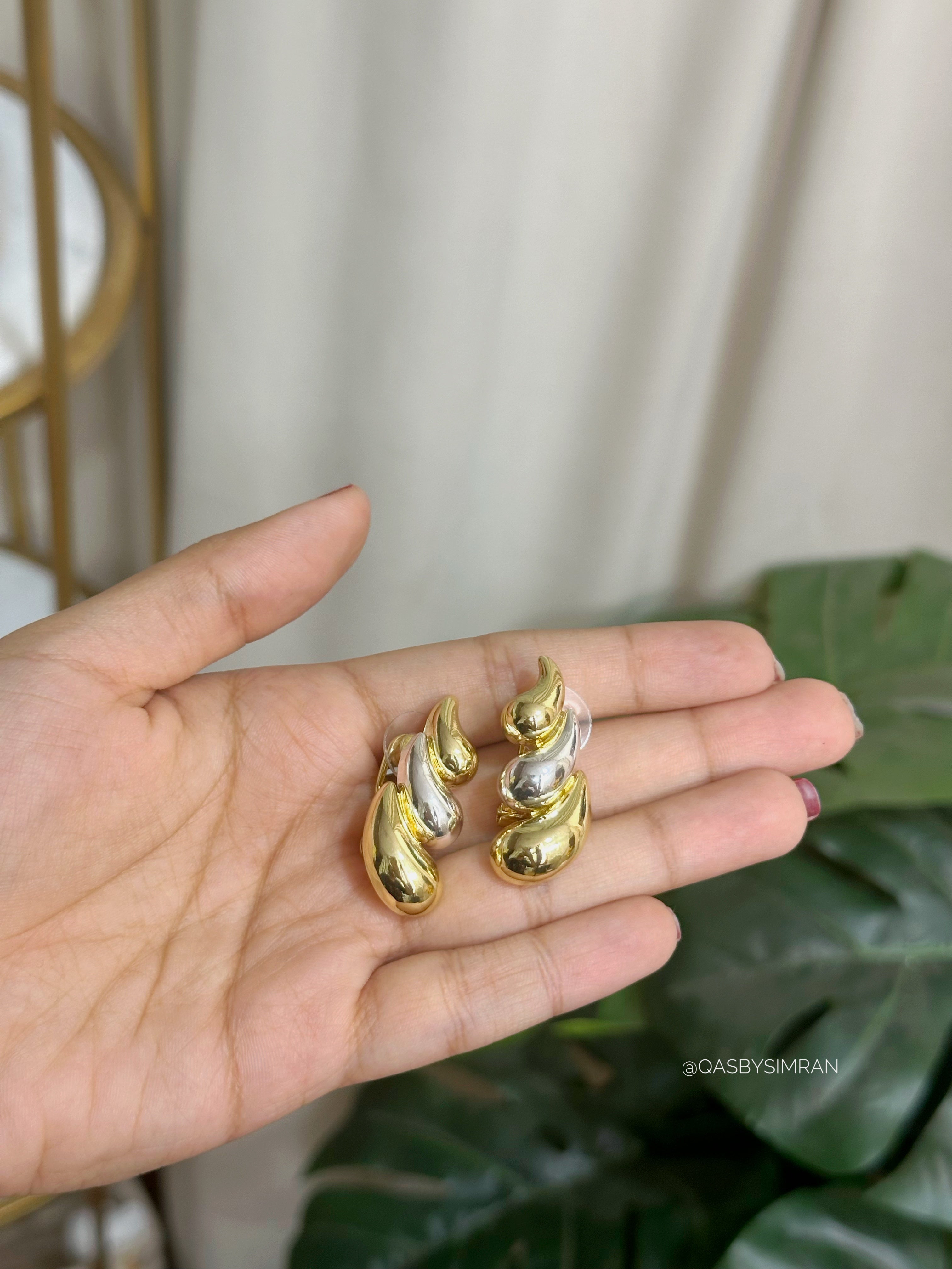 Saysha Duo Toned Statement Earrings