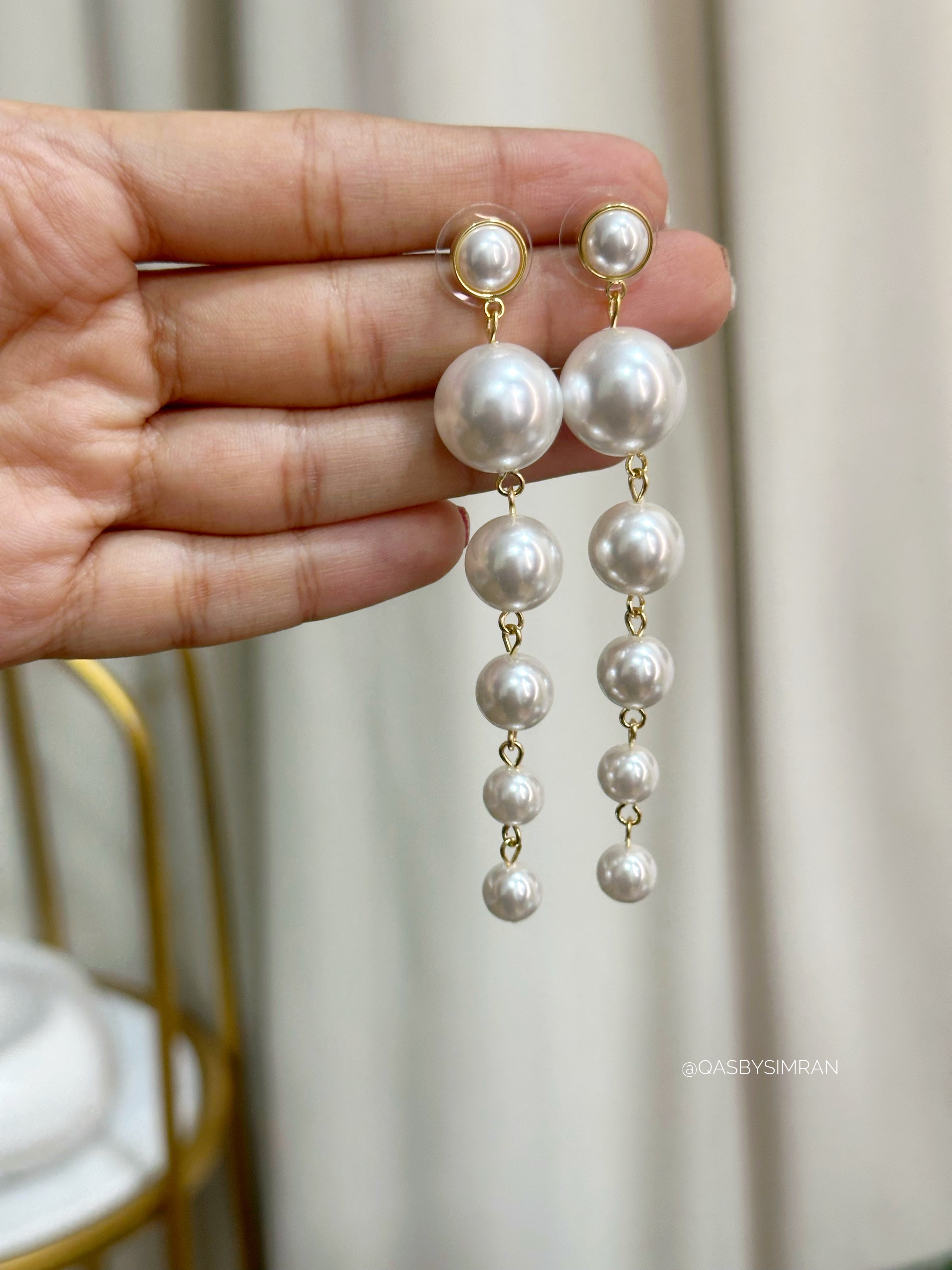 Pearl Statement Long Earrings