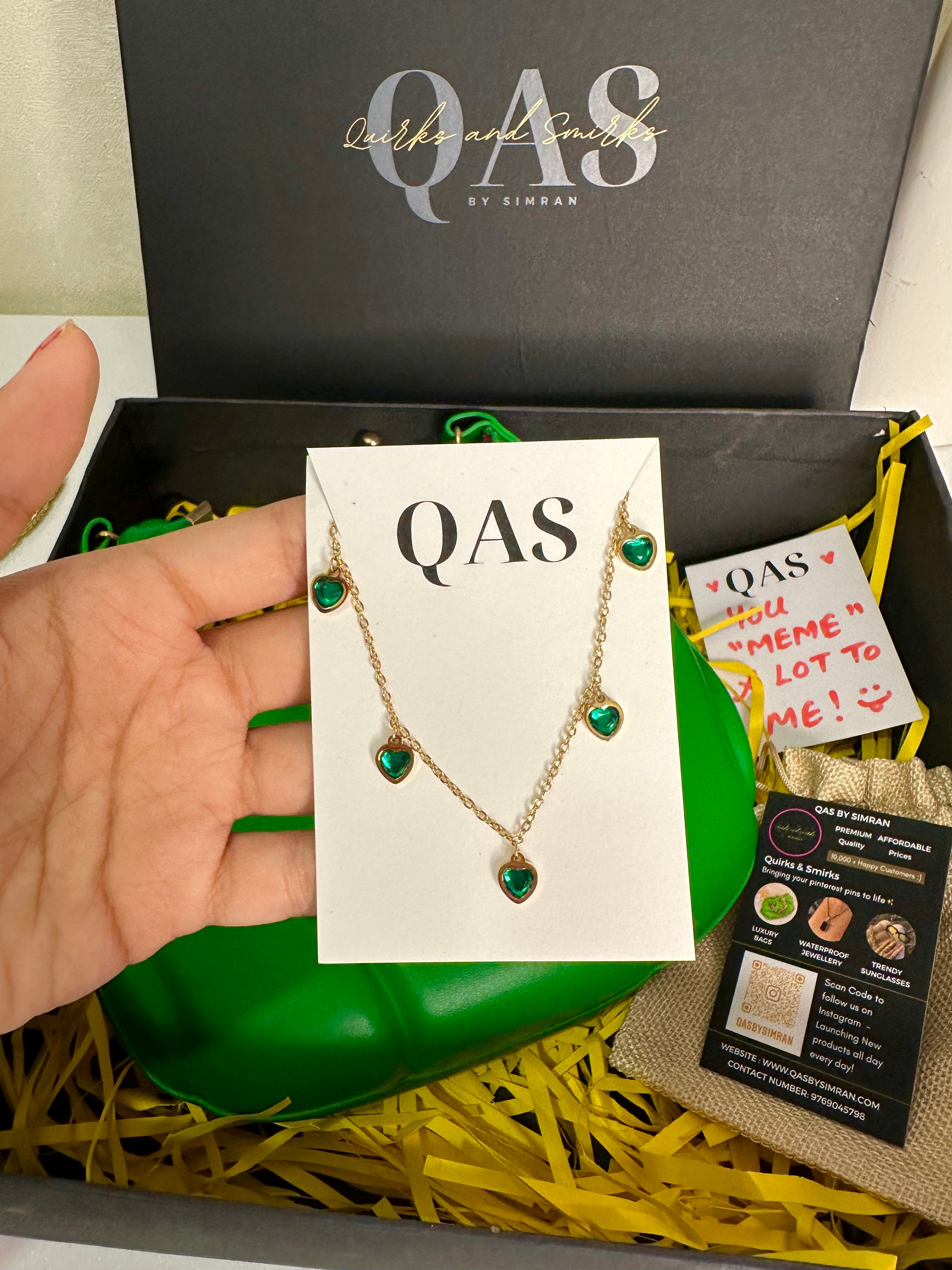 Leo Green Bag + Myrah Heart Necklace