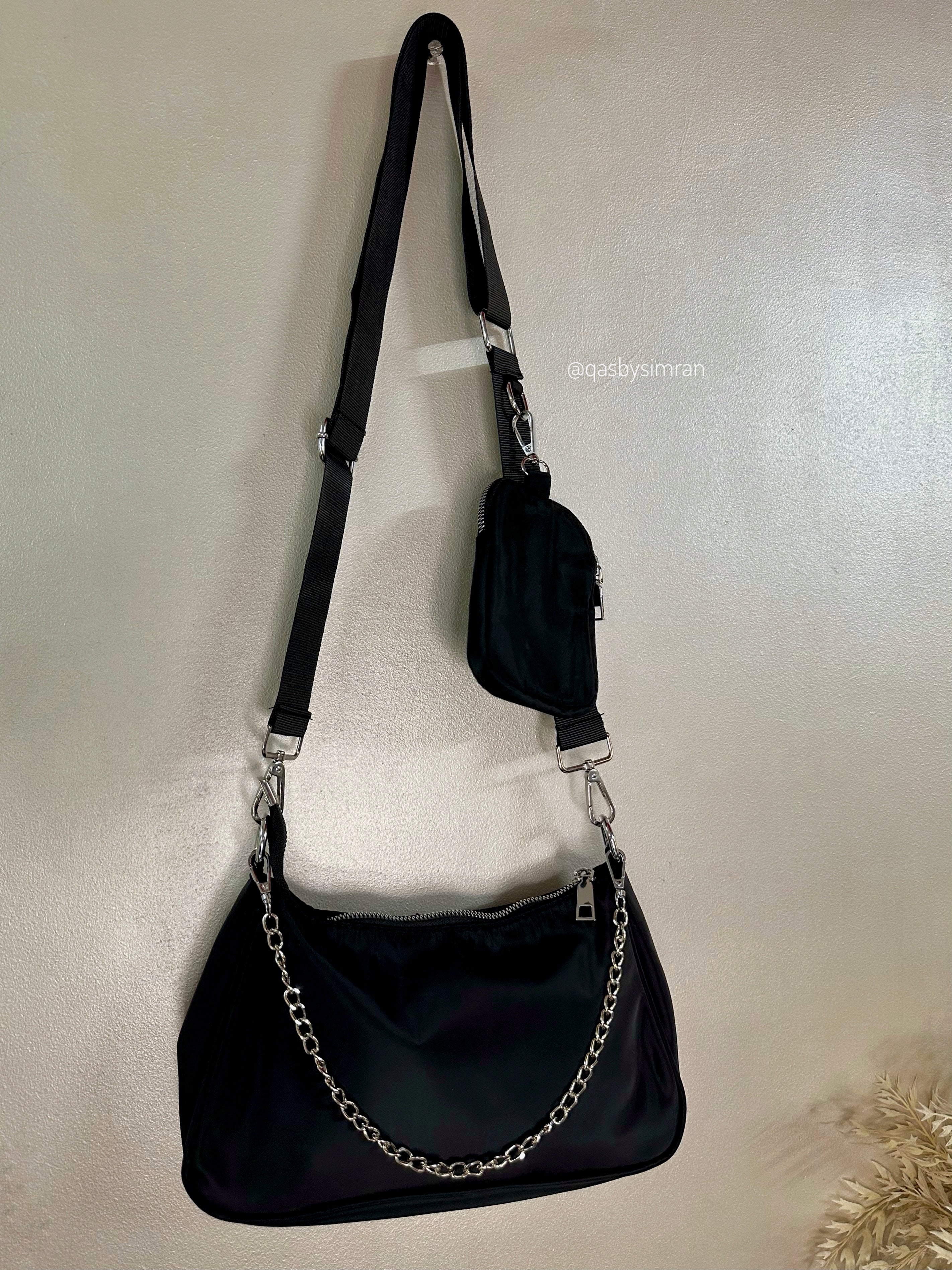 Noir Crossbody Bag With Pouch