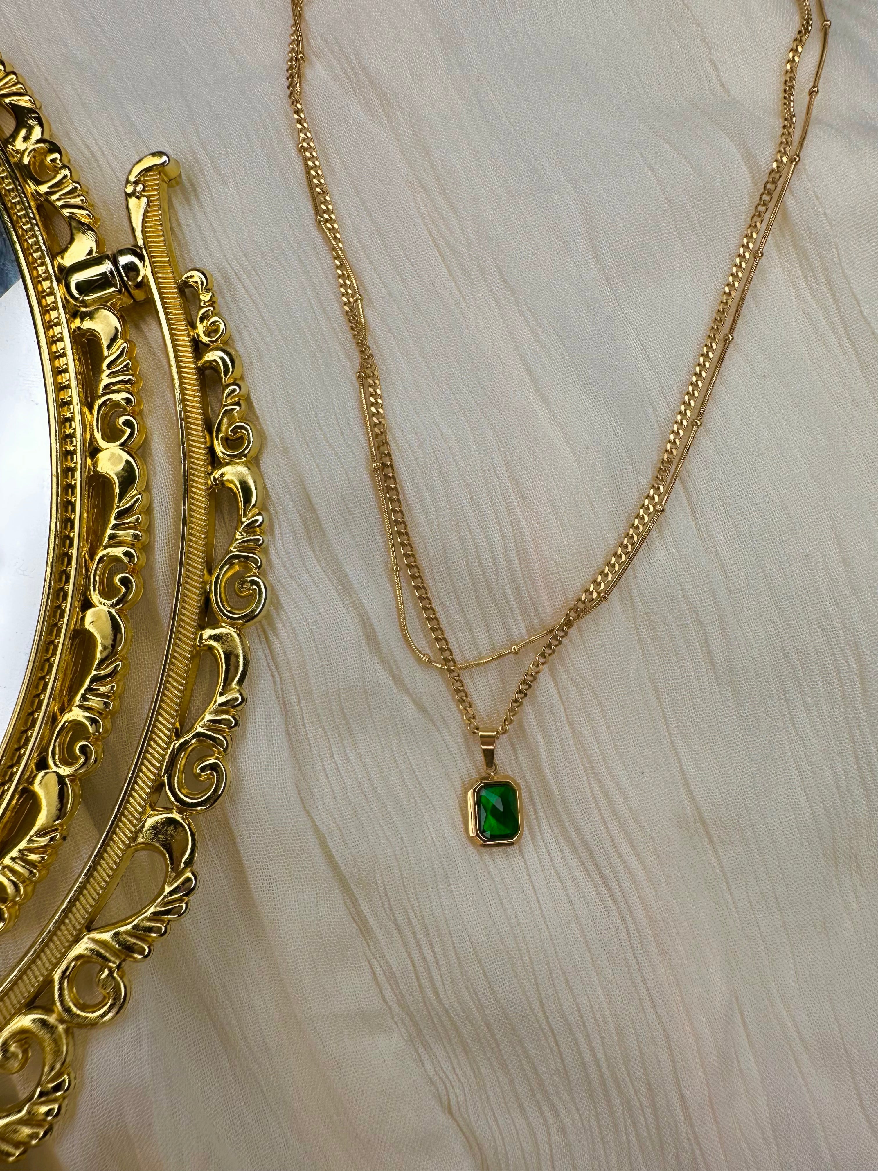 Leila Layered Emerald Necklace