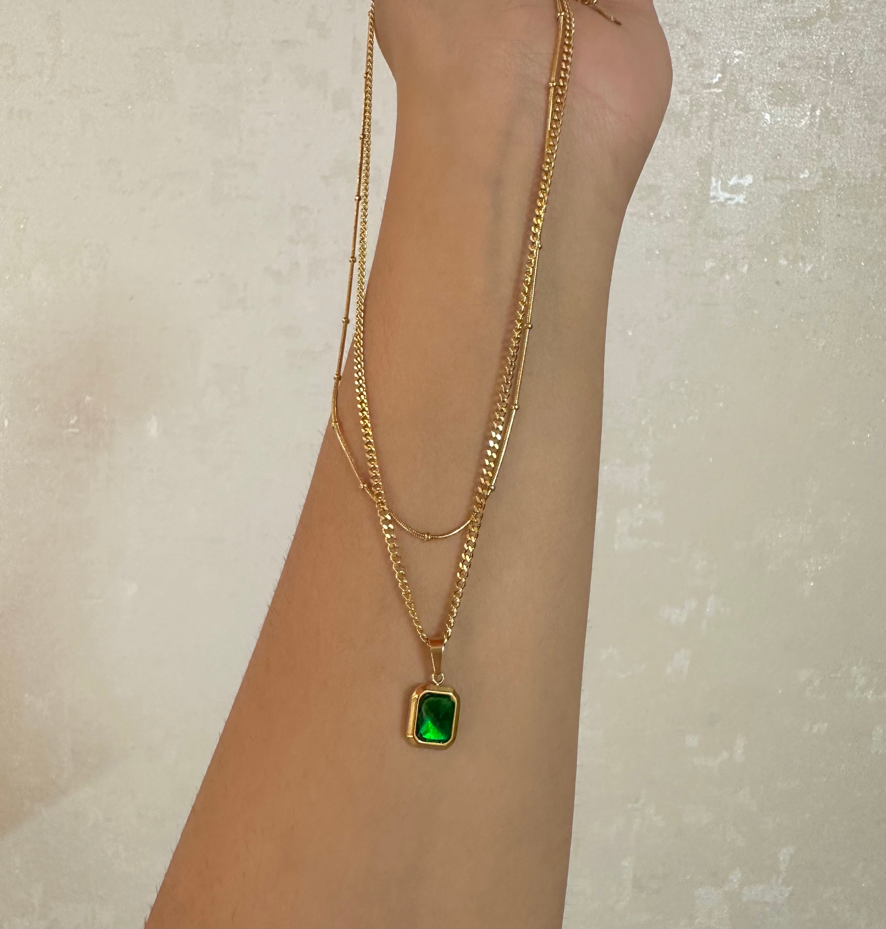 Leila Layered Emerald Necklace