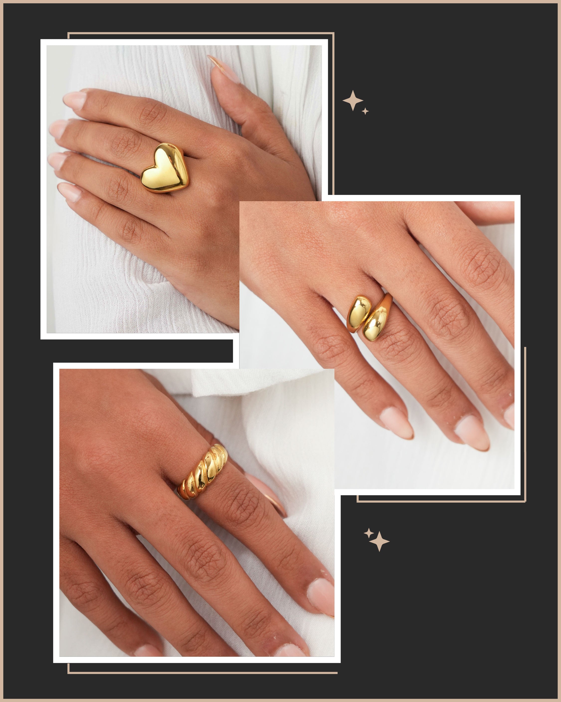 Paris Ring + Rome Ring + Croissant Ring